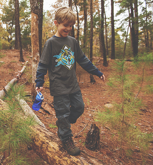 Hiking in the woods